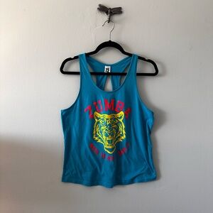 Zumba Fitness | Teal Tank with Red & Yellow Tiger Graphic